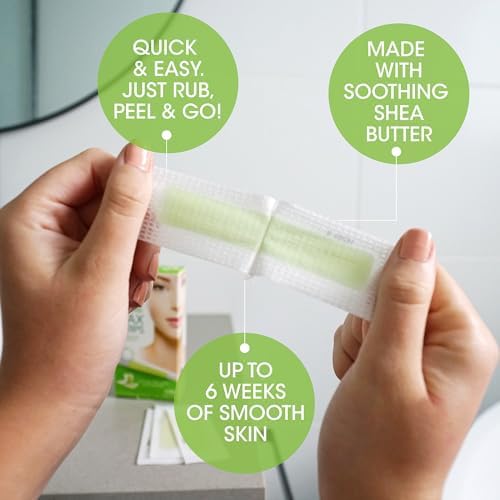 Nad's Facial Wax Strips - Hypoallergenic All Skin Types - Facial Hair Removal For Women - At Home Waxing Kit with 20 Face Wax Strips + 4 Calming Oil Wipes + Skin Protection Powder