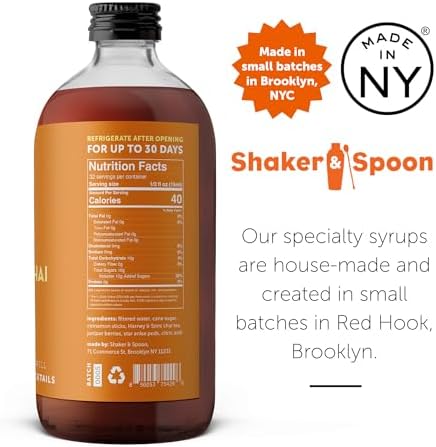 Shaker & Spoon Spiced Chai Cocktail Syrup, 16oz Coffee Syrup for Drinks, Coffee Syrups, Cocktail Mixers, Mocktails, Non Alcoholic Drinks