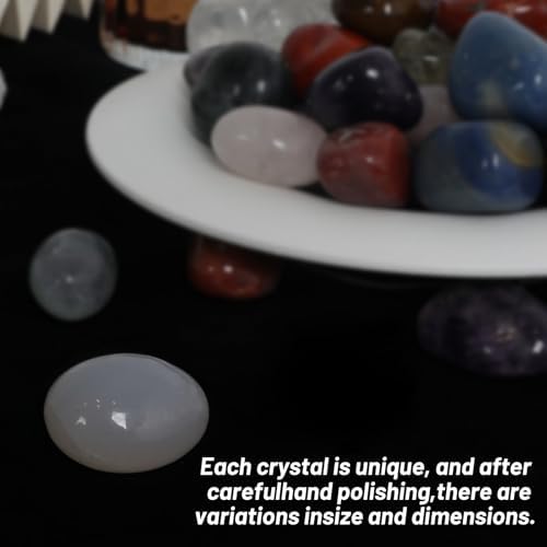 3.5lb Mixed Large Tumbled Crystal Stones Bulk,1″-1.3″, Approx 110 Pcs - Natural Assorted Polished Healing Crystals for Decoration, Healing, Rock Collecting, Cabbing, Wire Wrapping, Wicca & Reiki