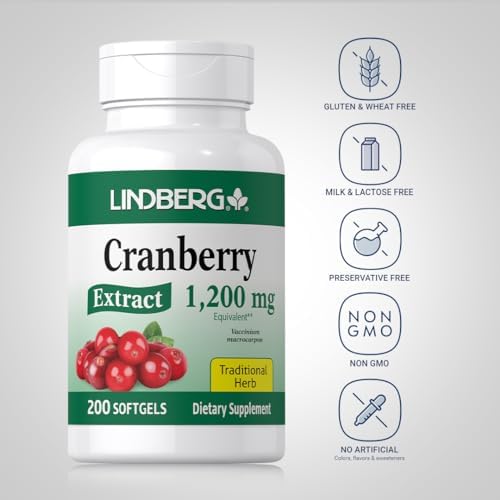 Lindberg Cranberry Pills for Women | 200 Softgel Capsules | Traditional Herb Extract Supplement | Vaccinium Macrocarpon | Non-GMO, Gluten Free