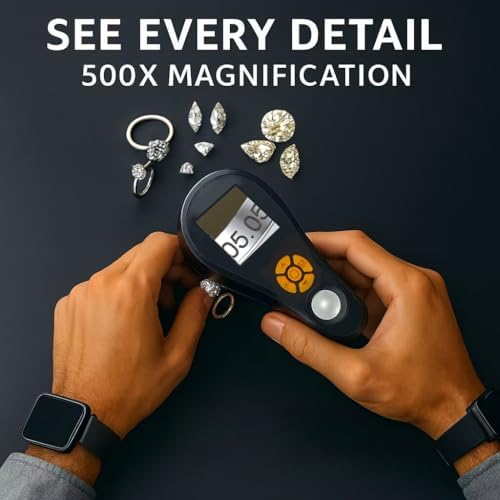 Magnifying Glass with Light Digital Microscope Handheld 2.0 inch IPS Color Screen,Portable Digital Magnifying Glass 500x,Marco Microscopes,uilt-in 8LED Lights,USB Compatible with PC Windows, Mac OS