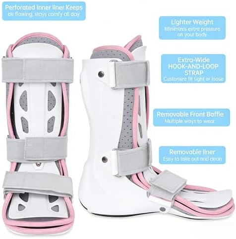 Walking Boot for Women & Men, Medical Boot for Broken Foot, Ankle, Toe - Fits Shoe Size 5-11, Adjustable Air Cam Walker with Removable Liner & Splint, Non-Slip Orthopedic Boot for Fracture, Sprain, Post-Surgery Recovery (Right)