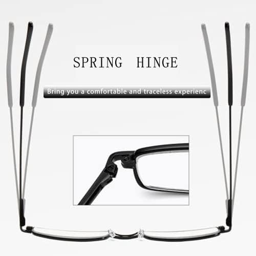 Viseng Slim Mini Metal Reading Glasses Compact Lightweight Portable Readers with Glasses Case for Reading Case,Black+Black+2.0