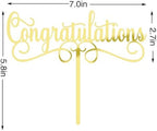 Acrylic Congratulations Cake Topper, Class of 2026 Cake Topper, Congrats Grad Party Decorations Supplies, High School Graduation/College Graduate Party Decoration Supplies (Gold Acrylic)