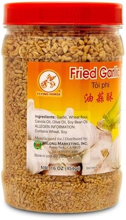 Flying Horse Crispy Fried Garlic – 16 oz (1 lb) | Premium Golden Brown Crunchy Garlic | All-Natural, No Preservatives, Ready-to-Use Topping for Salads, Soups, Noodles & More
