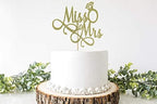 Miss To Mrs Cake Topper, Glitter Wedding Engagement Bridal Shower Bachelorette Party Decorations Supplies, Gold