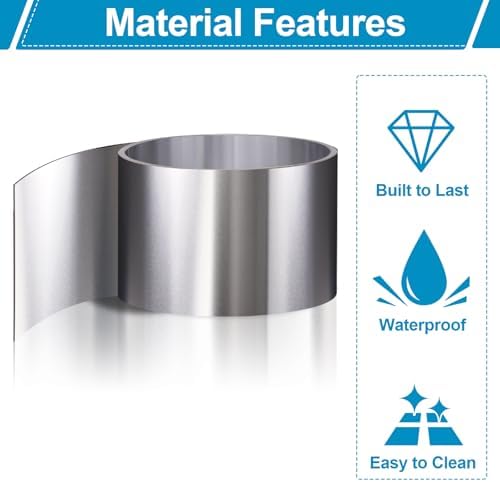 Vigorous 304 Stainless Steel Foil Roll, 2" x 10Ft Stainless Steel Sheet, Full Hard, 0.2mm Thick Stainless Steel Flashing for DIY, Arts & Crafts Project, Decoration, Protection, Kitchen and Bath
