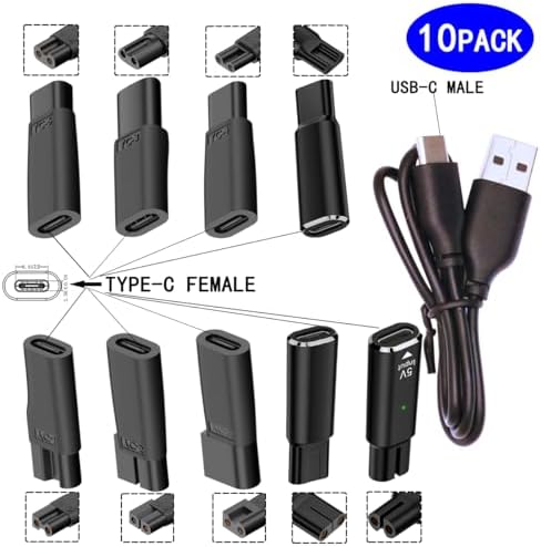 10PCS USB C Power Cord Replacement Charger USB Adapter Compatible with a Variety of Electric Hair Clippers, Beard Trimmers, Shavers, Desk Lamps,Purifiers, HQ8505 Charging Cable
