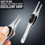 Professional Tweezers for Women, Men Wide Grip Slant Tip Premium Tweezers Set 2 Pieces Stainless Steel Eyebrow Tweezers for Ingrown Hair Removal & Plucking