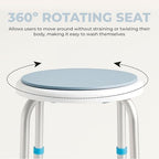 Aidapt Bath Stool with Rotating Seat.Non-Slip Ferrules,8 Numbered Height Settings,Shower Chair,Elderly,Disabled,Pregnancy,Post Surgery,Rust Free Aluminium,Lightweight,Easy Assembly No Tools Required