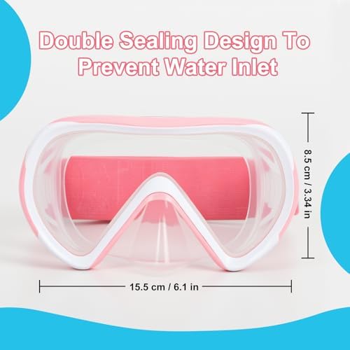 Diving Masks for Kids, Goggles with Nose Cover, Elastic Strap, Tempered Glass