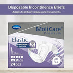 MoliCare Premium Incontinence Brief, 8D - Heavy Absorbency Adult Diaper with Refastenable Tabs - Unisex, Size Large, 24 Count, 3 Packs, 72 Total