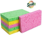 SCRUBIT Cellulose Scrub Sponge - Kitchen Cleaning Sponges for Dishes, Pans, Pots & More- 6 Pack Dishwashing Sponges - Colors and Packaging May Vary
