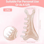 2 Pcs Gua Sha Facial Tools 4-in-1 Guasha Tool for Face Neck Eye Jaw, Gray Resin Massage Comb Head SPA Brush Scalp Massager for Hair Growth Body Tension Relief Lymphatic Drainage