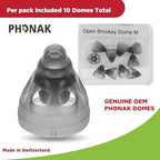 Phonak Open Smokey Dome Medium (0.31 inch=8mm) 10 Domes, Genuine OEM Switzerland Replacement by Sonova, Hearing Aid Domes for Standard 2 Pin Receiver Accessories -1 Pack/10 Domes Total