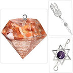 Nupuyai Reiki Healing Crystal Stone Point Pendulum for Dowsing/Meditation/Divination Energy Pendulum Pendant with Dream Catcher and Merkaba Star, Carnelian Crystal Stone