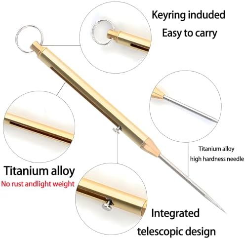Portable Titanium Toothpicks,Pocket Metal Toothpick Reusable with Stainless Steel Toothpick Holder Keychain Telescopic Toothpicks (3 Pieces)