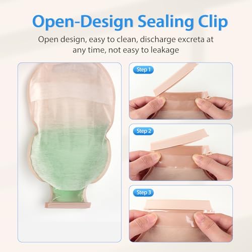 100 PCS Colostomy Bags, One Piece Ostomy Drainable Pouches with Closure for Ileostomy Stoma Care, 15mm-60mm Cut-to-Fit Ostomy Supplies