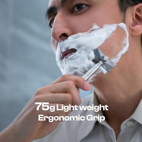 TiGlide S1: Unparalleled Single-edge Titanium Razor, Single Edge with Stand, Lightweight 75g, Irritation-Free Wet Shave for Men, Rust-Proof Ergonomic Shaving Razor for Beginners Adult Titanium