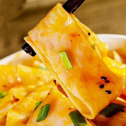 Authentic Sichuan Red oil pastry noodles 105g*4pcs,Sichuan spicy snacks (Hot and sour) Non-fried 红油面皮