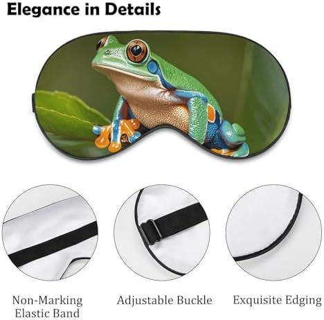Sleep Mask for Men Women Peace Tree Frogs Eye Cover for Sleeping Breathable Sleep Eye Mask with Adjustable Elastic Strap Light Blocking Eyeshade for Night Sleeping Nap