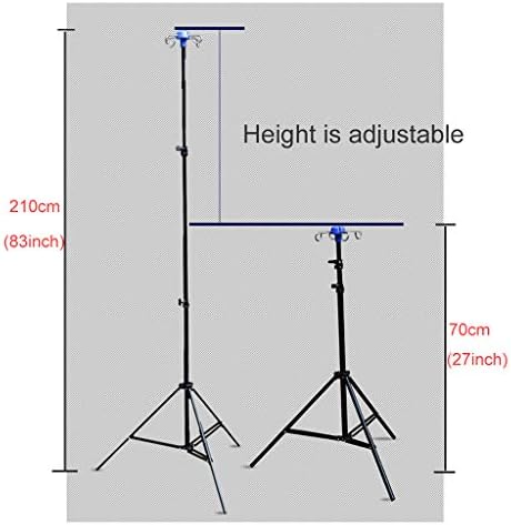YJI Portable Collapsible IV Pole Stand, 4 Hook 3 Leg with Adjustable Height Display Stand Rack, Aluminum Alloy, 44 Lbs Load Capacity