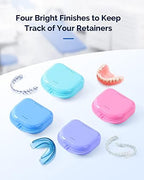JMU Retainer Case with Vent Holes, Orthodontic Storage Case, Travel Box for Aligner & Mouth Guard (2 Pcs, Pink and Blue)