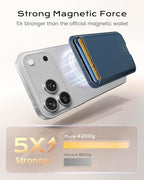 Magnetic Mag-safe Wallet Cell Phone Card Holder for Phone Case with Mag-Safe, Stronger Magnetic RFID Leather Stick on Phone Wallet Compatible with iPhone 17/16/15/14/13/12 Series,Navy Blue Color