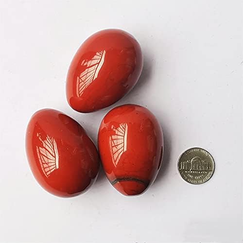 Natural Red Jasper Egg-Shape Meditation Chakra and Home Decor Balancing Gemstone and Crystals Figurines Kit,1.96"x 1.37"Reiki Healers and Yoga Practioner,with Wooden Stand