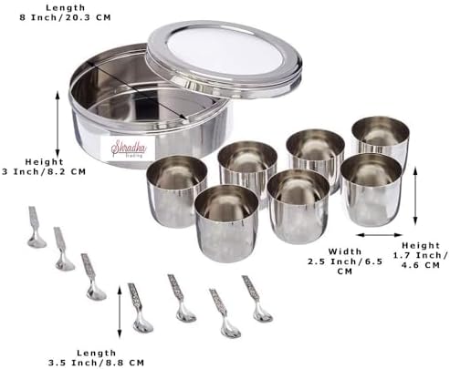 Stainless Steel Transparent Masala Dabba - 7 Containers, Steel Masala Box, Kitchen Spice Box
