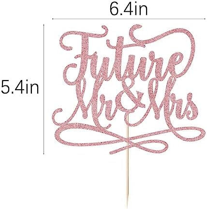Future Mr and Mrs Cake Topper,Glitter Bridal Shower Cake Pick Decorations- for Wedding Engagement Theme Party Decoration,Bachelor Party Decorations Supplies (Rose gold)