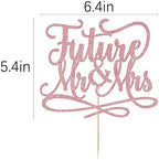 Future Mr and Mrs Cake Topper,Glitter Bridal Shower Cake Pick Decorations- for Wedding Engagement Theme Party Decoration,Bachelor Party Decorations Supplies (Rose gold)