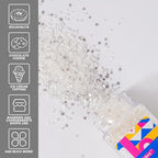White Sanding Sugar Edible Silver Glitter Stars Mix, 3.5oz White Sugar Sprinkles for Cake Decorating, Sparkling Sugar Crystals for Cupcake Toppers Cookie Decorations for Wedding Party Celebrations