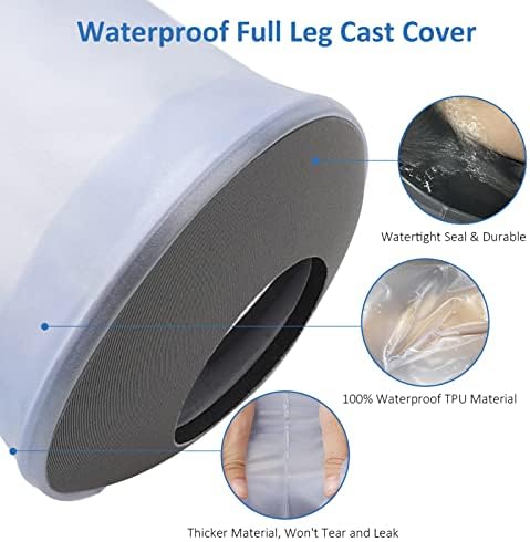 Zoyehoo Waterproof Full Leg Cast Covers for Shower Adult, Extra Long Cast Covers for Shower Leg, Reusable Leg Cast Protector Cast Bag for Thigh Knee Foot Ankle Surgery Wounds Boots Braces, XL
