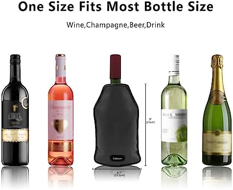 Pallesen Portable Wine Cooler Sleeve - Reusable Bottle Chiller Keeps Red, White & Champagne Cool for 750ml Standard Size Bottles (Black)
