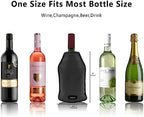 Pallesen Portable Wine Cooler Sleeve - Reusable Bottle Chiller Keeps Red, White & Champagne Cool for 750ml Standard Size Bottles (Black)
