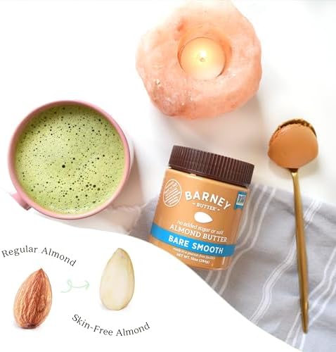 Barney Butter Almond Butter, Bare Smooth, 10 Ounce Jar, No Added Sugar or Salt, Skin-Free Almonds, No Stir, Non-GMO, Gluten Free, Keto, Paleo, Vegan