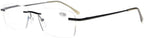 Eyekepper Mens Womens Spring Hinges Rimless Reading Glasses Black +2.0