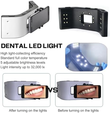 Mobile Dental Photography Light, Dental Photography Filling Light with 20 LED Lights Dental Photography Aid 6000-6500K Adjustable