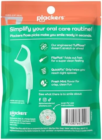 Plackers Micro Line Dental Floss Picks, Fold-Out FlipPick, Tuffloss, Mint, 36 Count