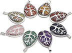 QSLLER 5PC Natural Pendant Life Tree Opal Rose Quartz Agate Tiger Eye Healing Crystal Charms for Jewelry Making DIY Necklaces