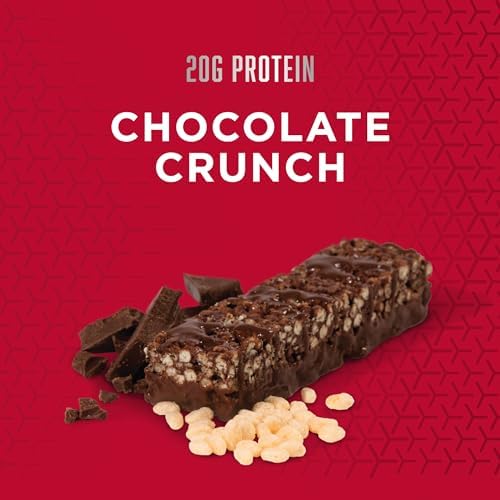 BSN Protein Crisp Bar, Chocolate Crunch, 20 Gram Protein Snack Bars with Whey and Fiber, Gluten-Free Crunchy Energy Bars for Workout, Fitness, On-the-Go, 12 Count
