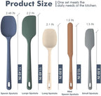 ChefAide 5 Pieces Silicone Spatula Set, Food Grade Rubber Spatula, Upgrade Strong Handle with Ergonomic Grip, Heat Resistant Up to 600°F for Nonstick Cookware, Cooking