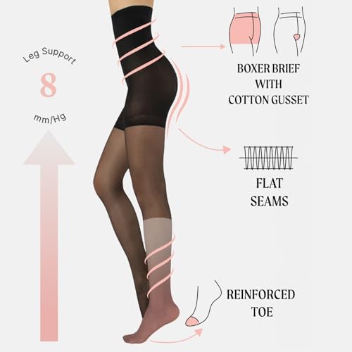 CALZITALY High Waist Tights Tummy Control Top - 20 Denier Shaping Pantyhose, Sheer Shaping Tights for Women All Day Use