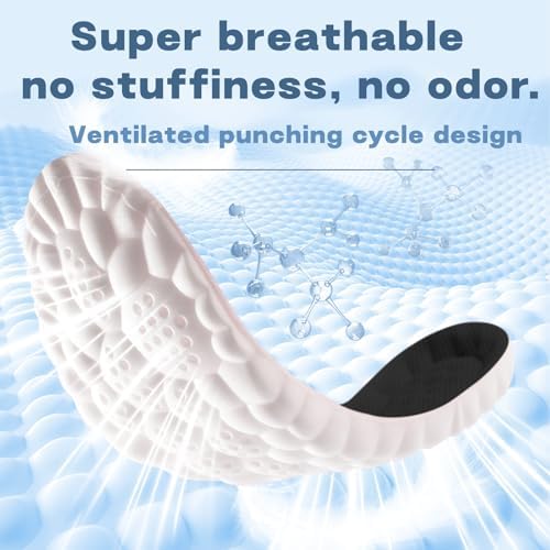4D Cloud Soles for Men Women,Cloud Insoles,Shoe Inserts Cuttable,Anti Fatigue,Shock Absorption,Foot Pain Relief (Black,Men: 8-8.5/Women: 9-9.5)