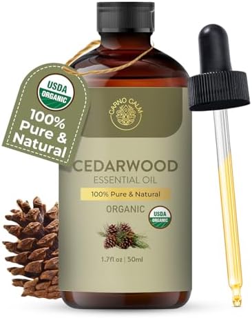 Organic Cedarwood Essential Oil 50ml : 100% Pure & Natural Cedarwood Oil for Hair | for Skin, Diffuser, Soaps & Candles | 1.7 fl oz