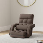 14-Position Adjustable Floor Chair, Chaise Lounge Indoor, Folding Lazy Sofa with Armrests and a Pillow Padded Adults Gaming Chairs for Living Room, Bedroom Factory Price (Brown) 8803CO