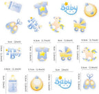 40 Pcs Edible Wafer Paper Baby Shower Cupcake toppers Picks It's a Boy Jumpsuit Gender Reveal Cupcake Picks Welcome Baby Shower Cake Decor for Baby Boy Birthday Theme Party Supplies