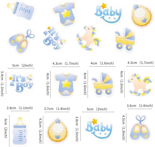 40 Pcs Edible Wafer Paper Baby Shower Cupcake toppers Picks It's a Boy Jumpsuit Gender Reveal Cupcake Picks Welcome Baby Shower Cake Decor for Baby Boy Birthday Theme Party Supplies