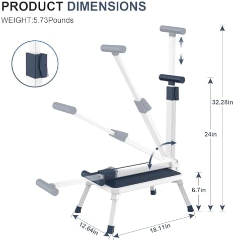 Folding Step Stool, Step Stools with Handle for Elderly Adults, Metal Stepping Stool with Adjustable Handrail in Kitchen, Bathroom, Bedroom, 330 Lbs Capacity